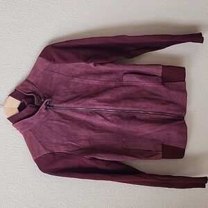 Etcetera maroon suede body sweater sleeve light jacker S